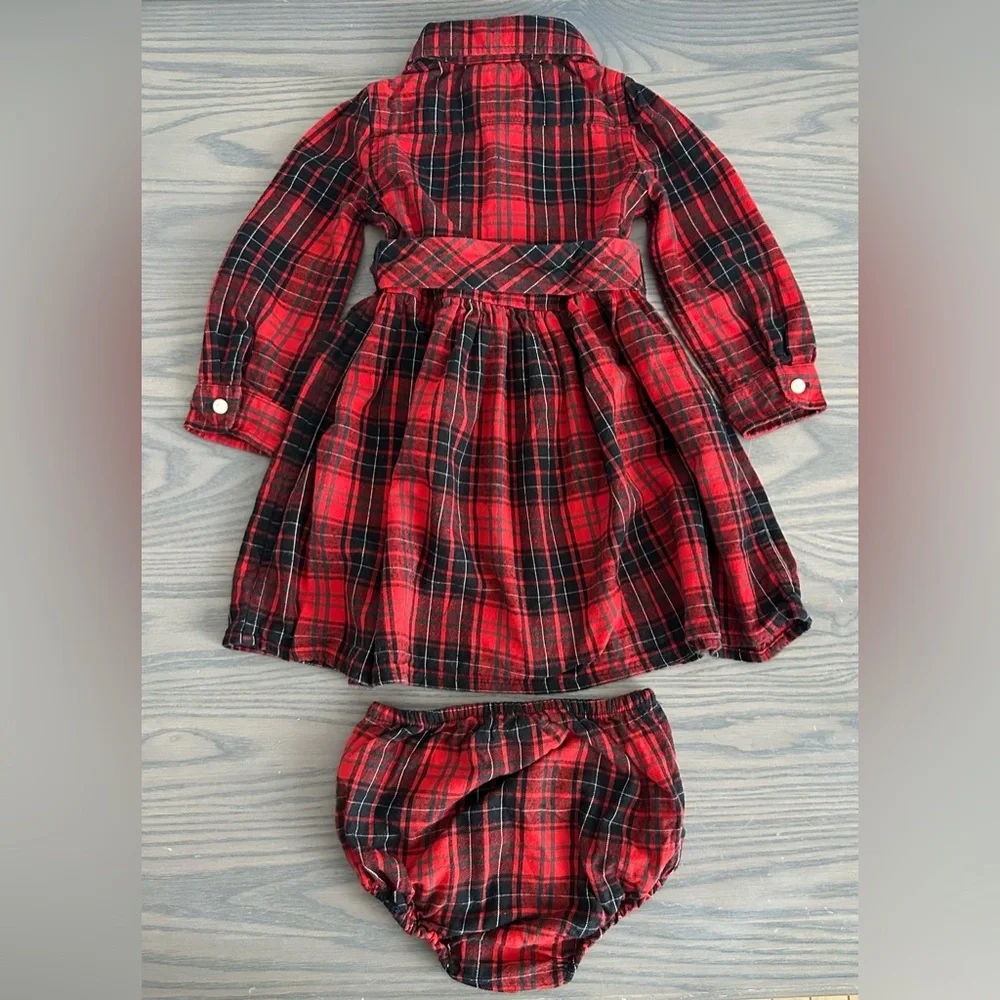 RALPH LAUREN BABY GIRL PLAID SHIRTDRESS
